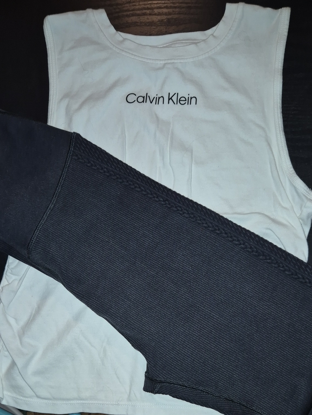 Calvin Klein White Logo Muscle Tank with Black Accent